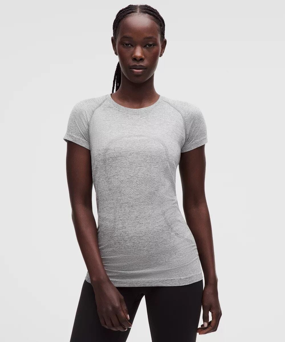 Lululemon Swiftly Tech Shirt Women's Size 8 Gray Ombre Gradient Short Sleeve